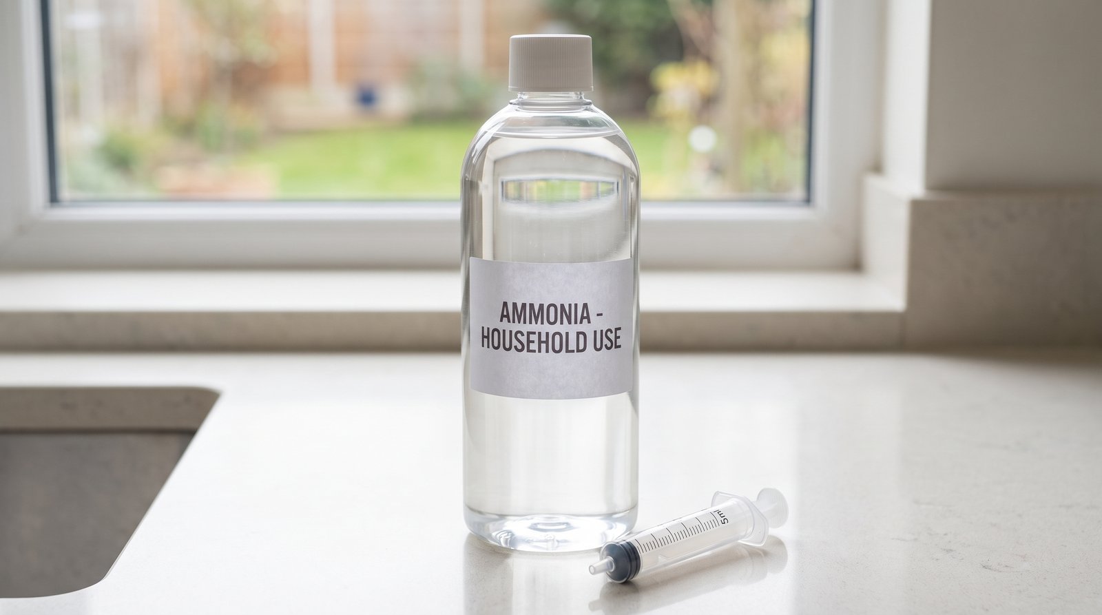 Pure household ammonia and a 5 mL dosing syringe