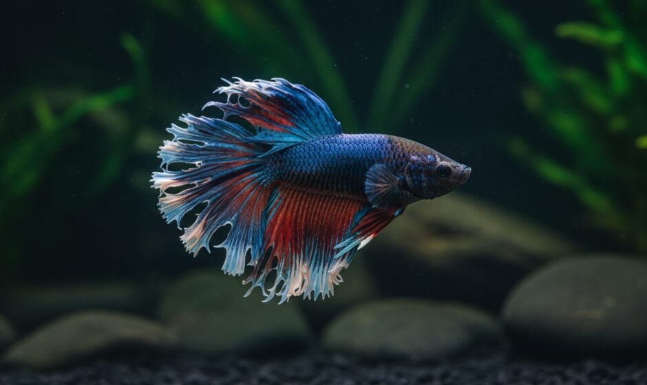Betta with ragged uneven fin edges, the early stage of fin rot