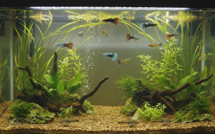 Guppies and cory catfish sharing a planted tank with no fin-nipping risk