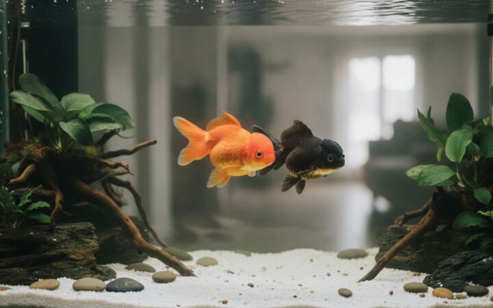 Orange oranda and black moor together: the honest answer to goldfish tank mates